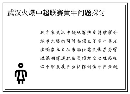 武汉火爆中超联赛黄牛问题探讨