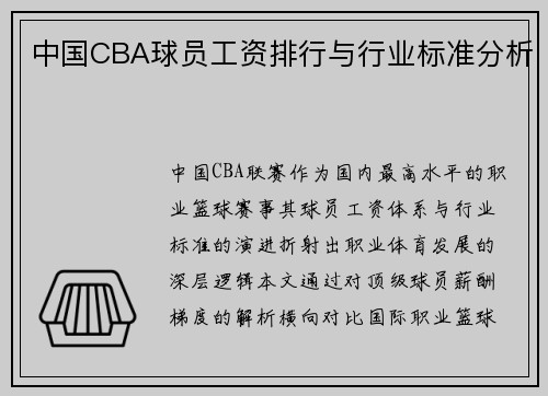 中国CBA球员工资排行与行业标准分析
